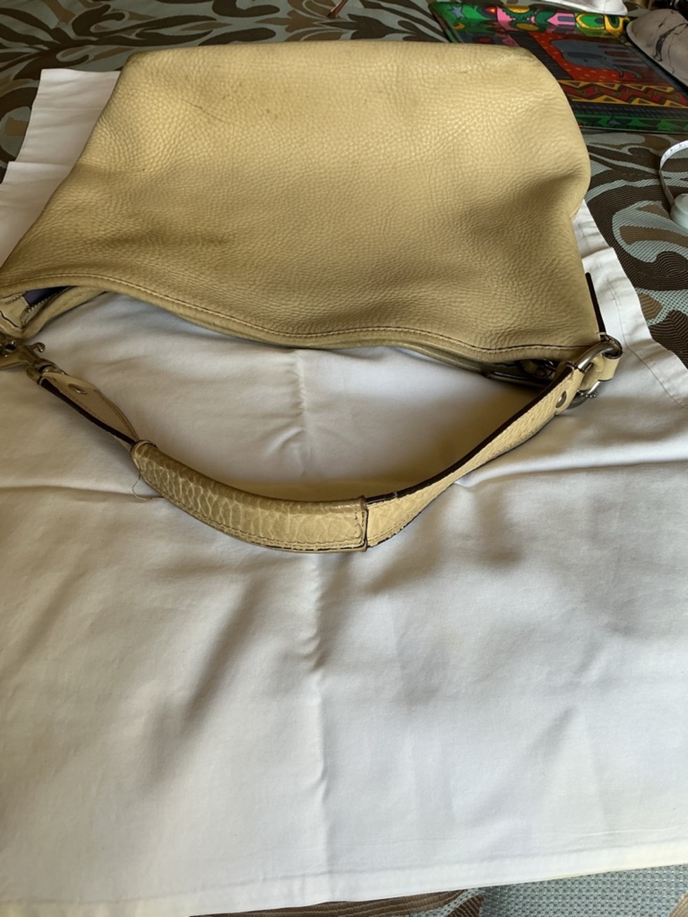 Coach Pebbled Pale Yellow Leather Shoulder Bag - Picture 6 of 12